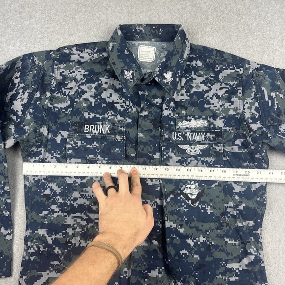 US Navy Shirt Mens M Reg Work Uniform NWU Type I Blue‎ Digital Camo Blouse WORK - Picture 4 of 7